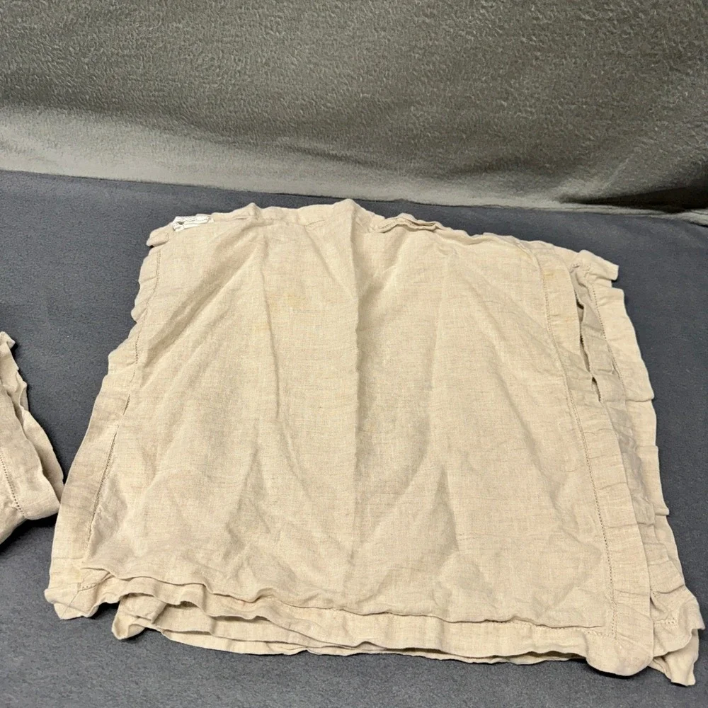 Pottery Barn Linen Napkins Set of‎ 4 Hemstitch Flax Tan Table Linens 20
